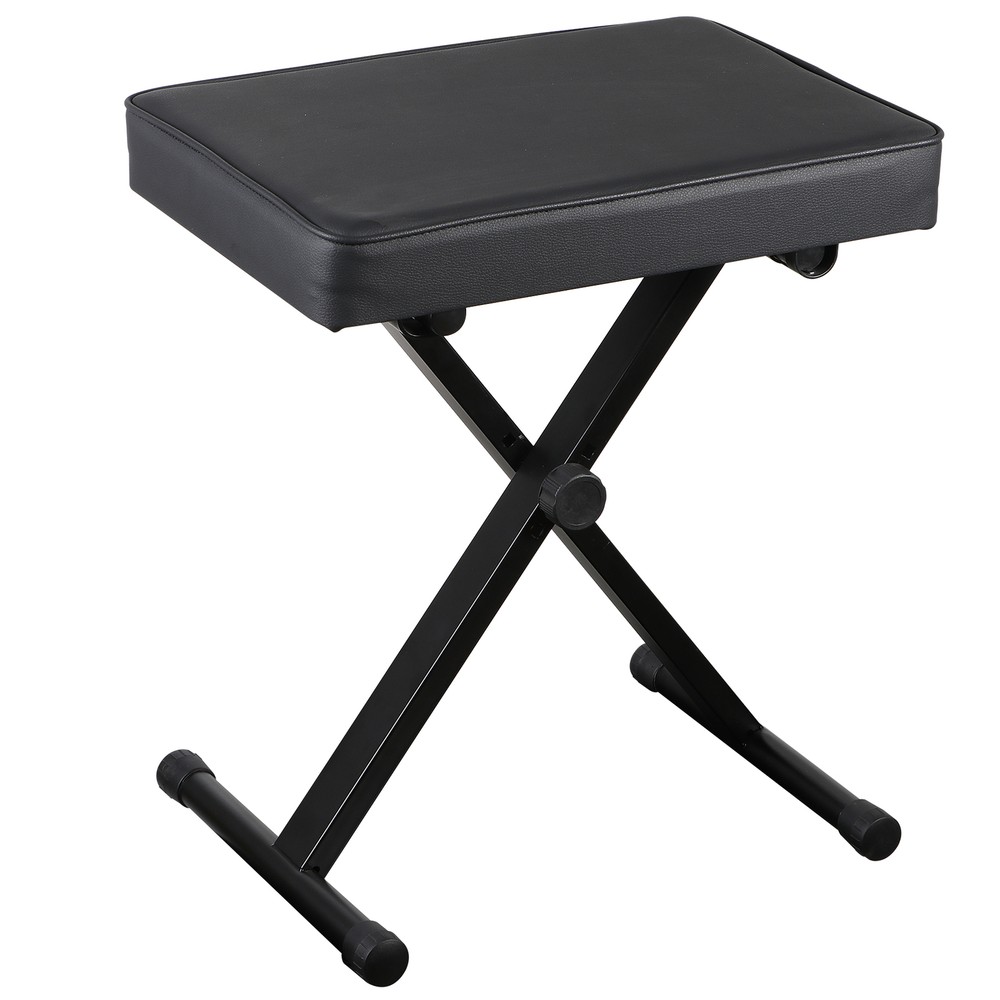 Adjustable Padded Keyboard Bench X-Style Folding Stool Piano Bench Black