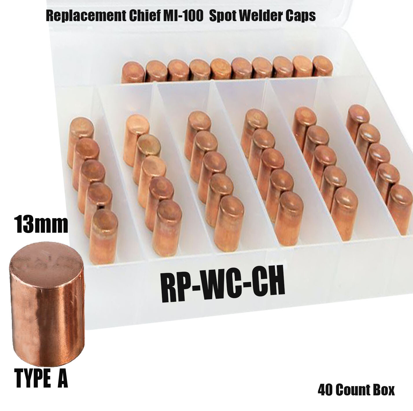 Replacement Chief Spot Weld Caps - Electrodes - 13mm -  GYS Spot Weld Caps