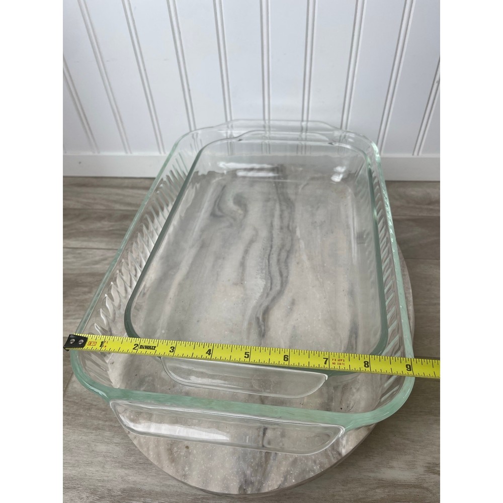 Pyrex VTG Borosilicate Bakeware Set 5pc Anchor Hocking Cake Stand Clear White