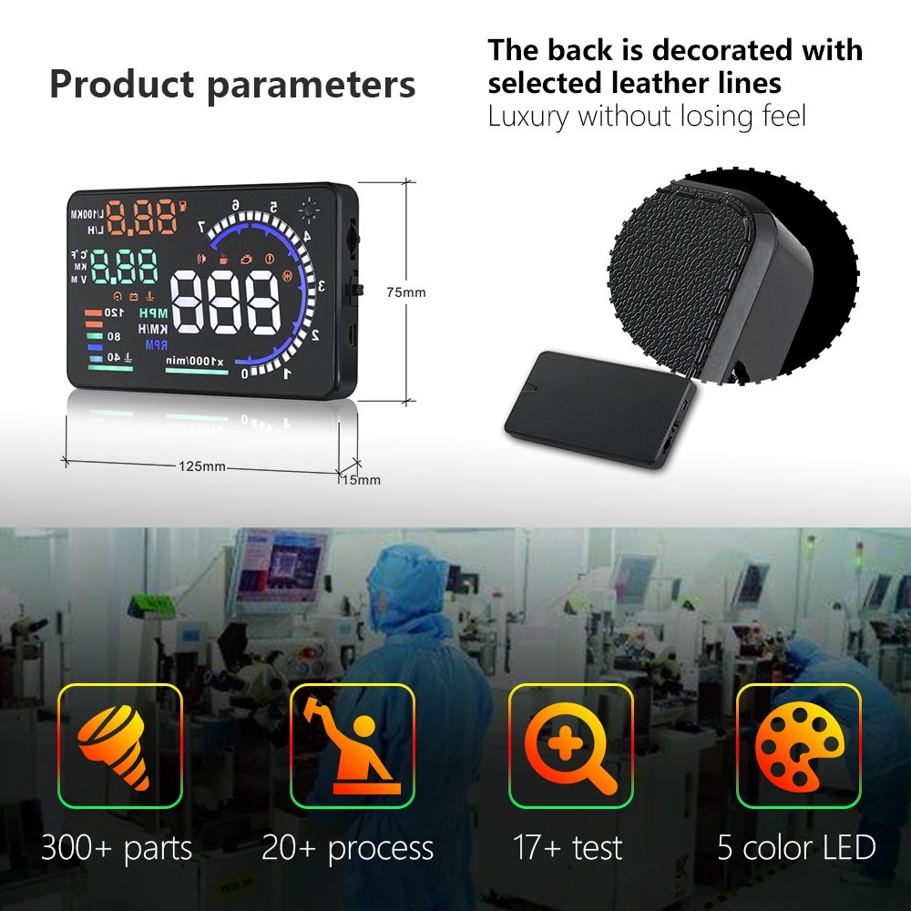 A8 Car Head Up Display HUD Dashboard Screen Projector OBD2 Speedometer Odometer