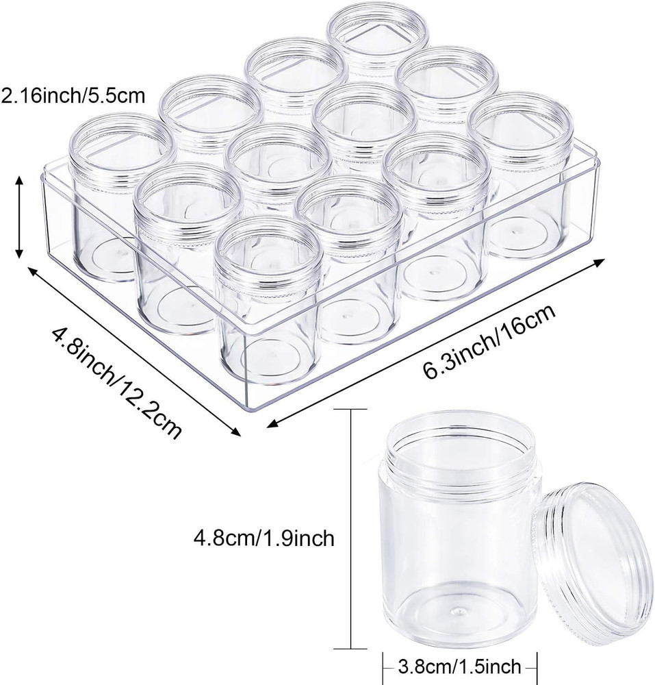 Clear Bead Organizer Small Bead Storage Containers Set 12 Pieces Plastic Storage