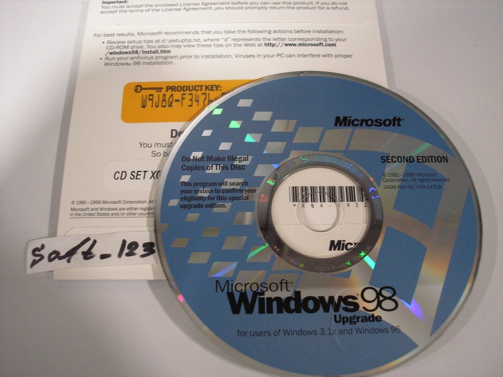 MICROSOFT WINDOWS 98 SECOND EDITION UPGRADE OPERATING SYSTEM MS WIN 98 SE