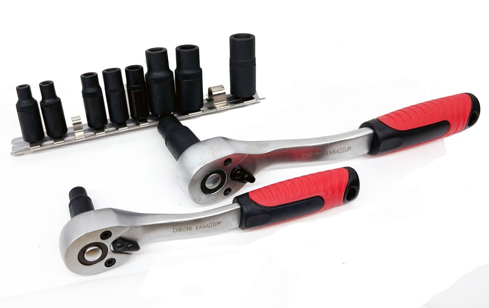 Thread Repair Tap Socket Set Holder Square Sockets 1/4 & 3/8 Dr. Offset Wrenches