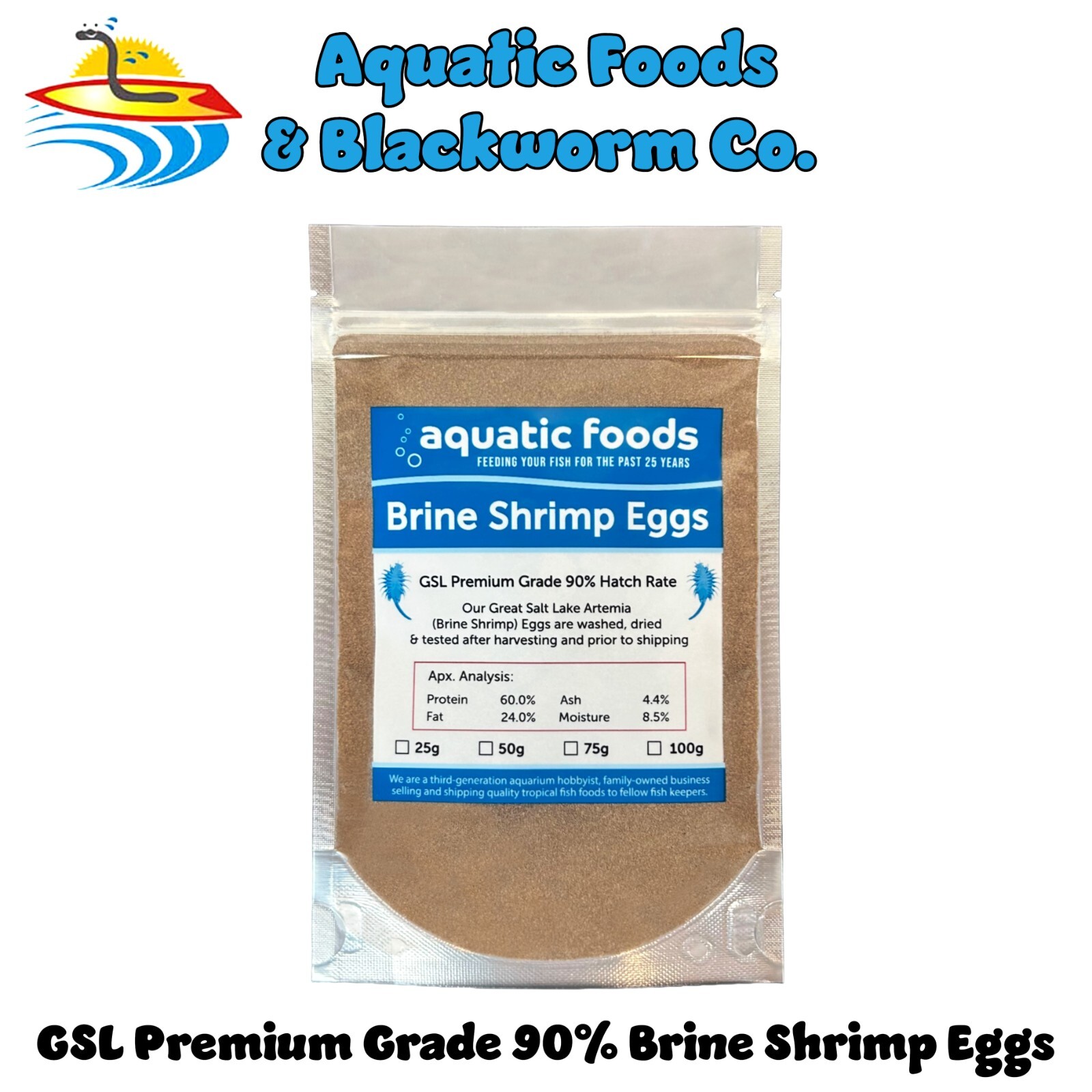 Brine Shrimp Eggs, Premium Grade 90% Hatch, Great Salt Lake (Artemia Cysts) Eggs