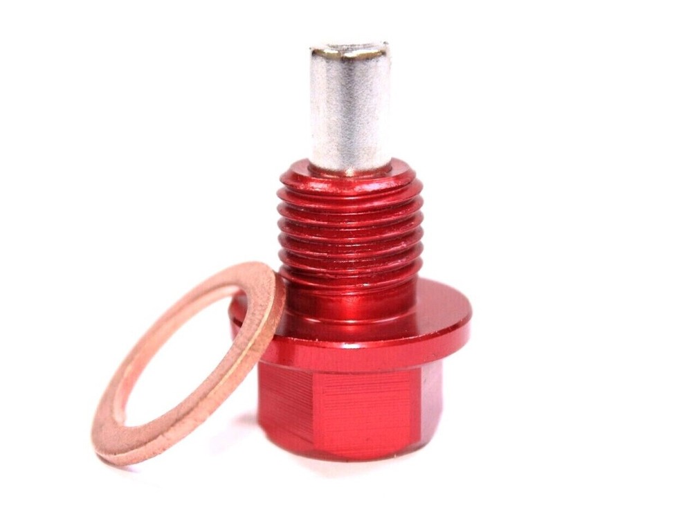 Red Magnetic Sump Plug with FREE 10 Copper Washers