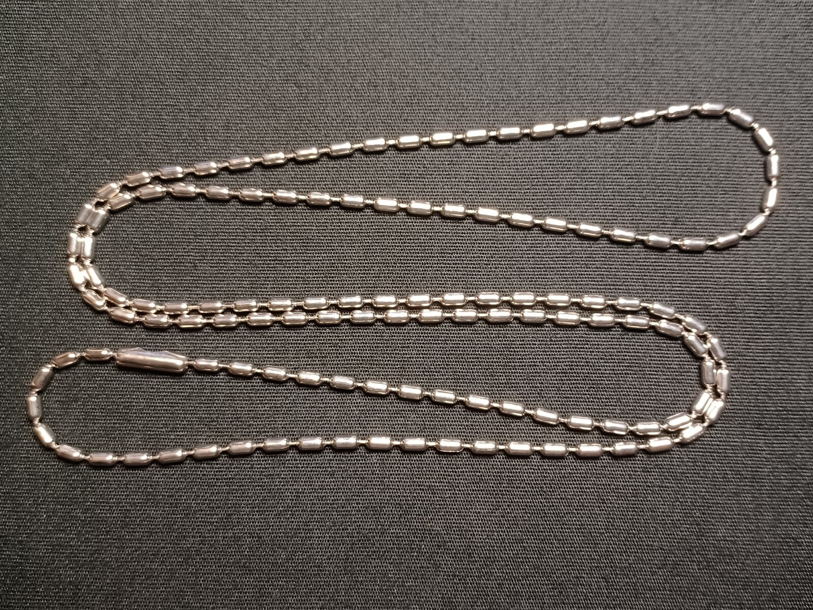 30" Silver Stainless Steel 2.4mm Bar Bead Fashionable Necklace Dog Tag Chain