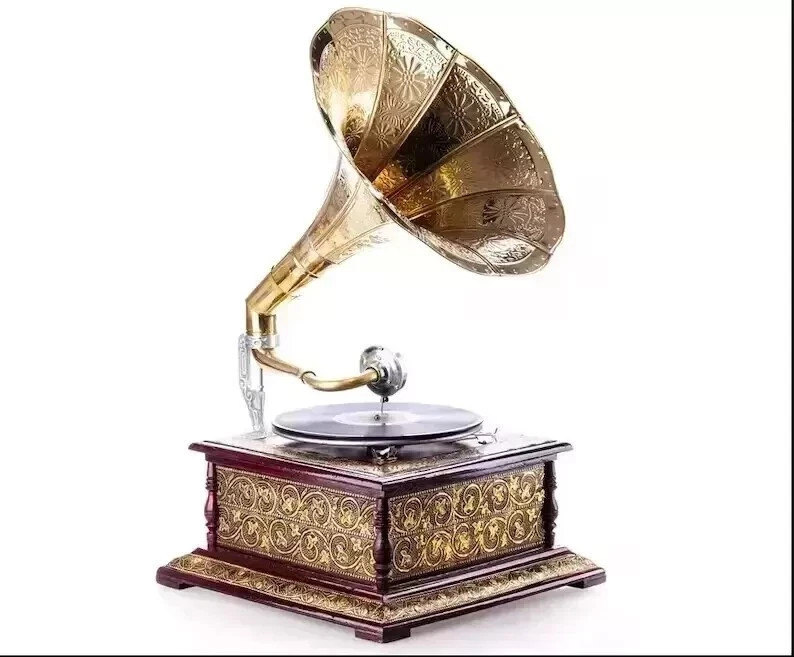 Vintage Antique HMV Gramophone  Functional Working Phonograph win-up player Gift
