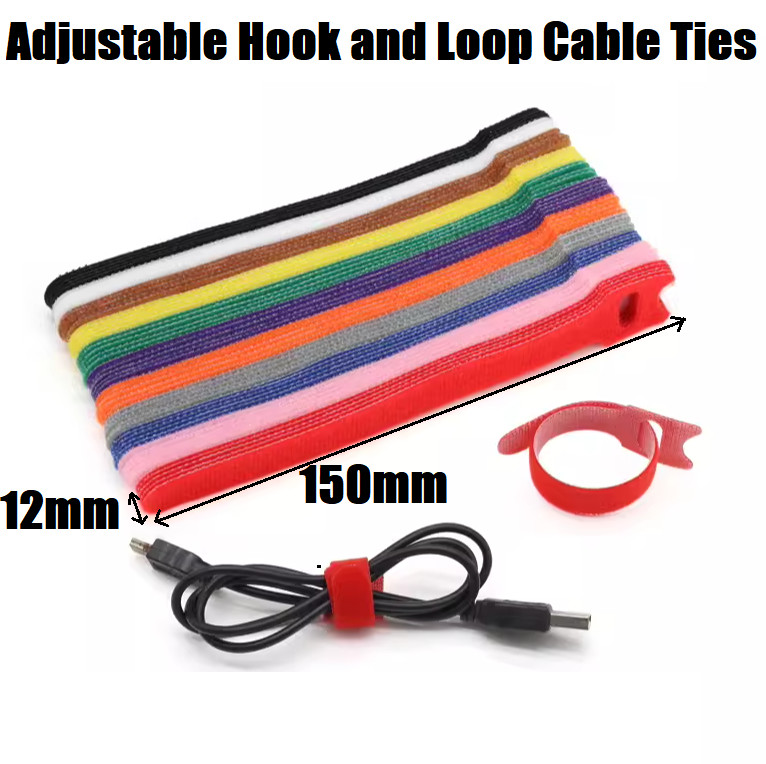 Adjustable Releasable Reusable Hook And Loop Cable Ties, Cable Tidy Strap Colors