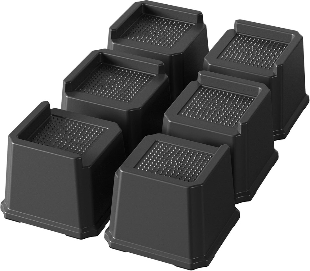 Bed Risers 3 Inch Heavy Duty 6 Pack Oversized Bed Furniture Elevators 1,500 Lbs