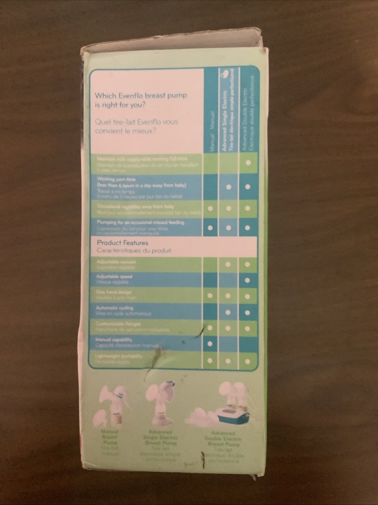 Evenflo Advanced Single Breast Pump Portable Fingertip Control Electric