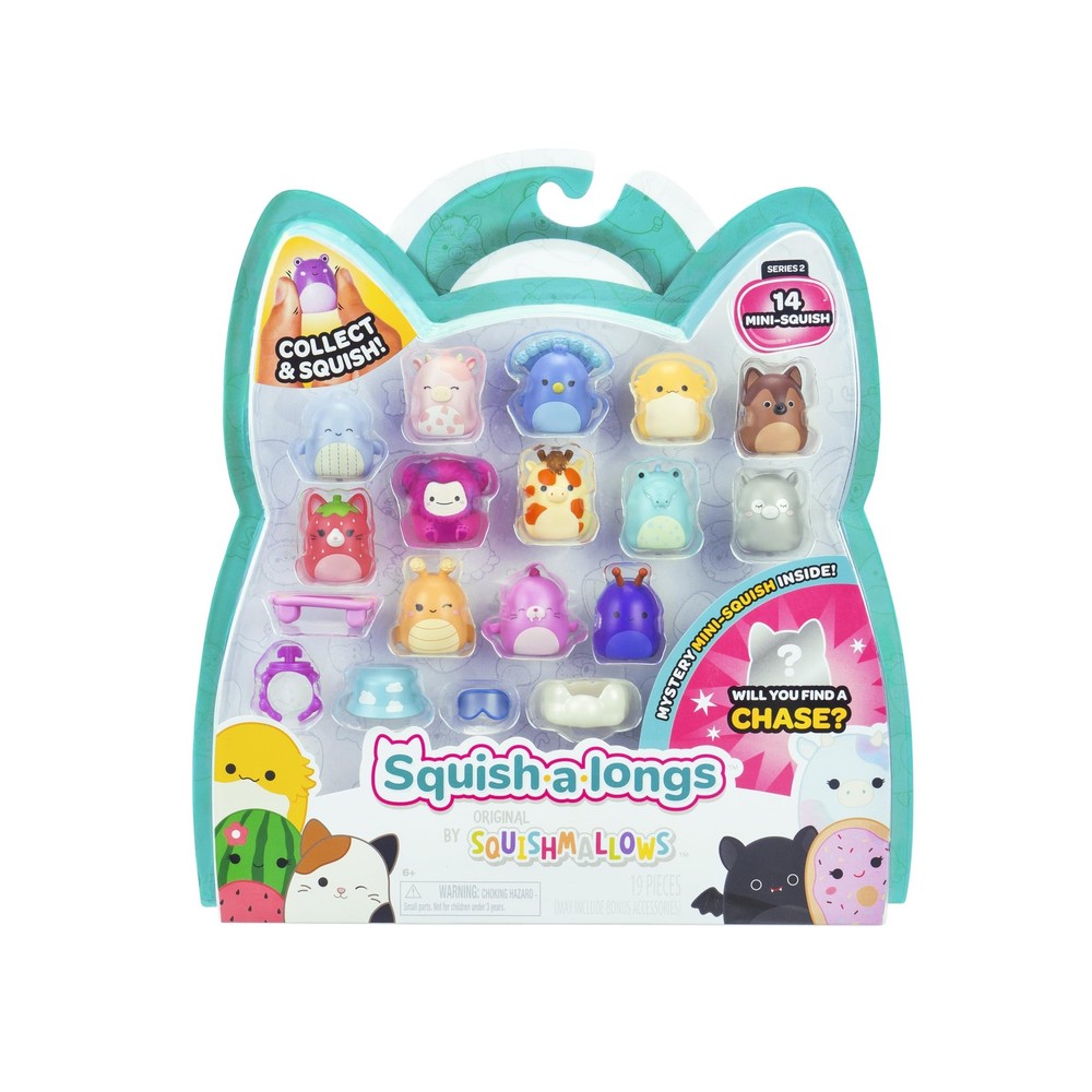 Squish-a-longs Series 2 Wave 2: 14 Mini Squish, 4 Accs, Ring, Guide