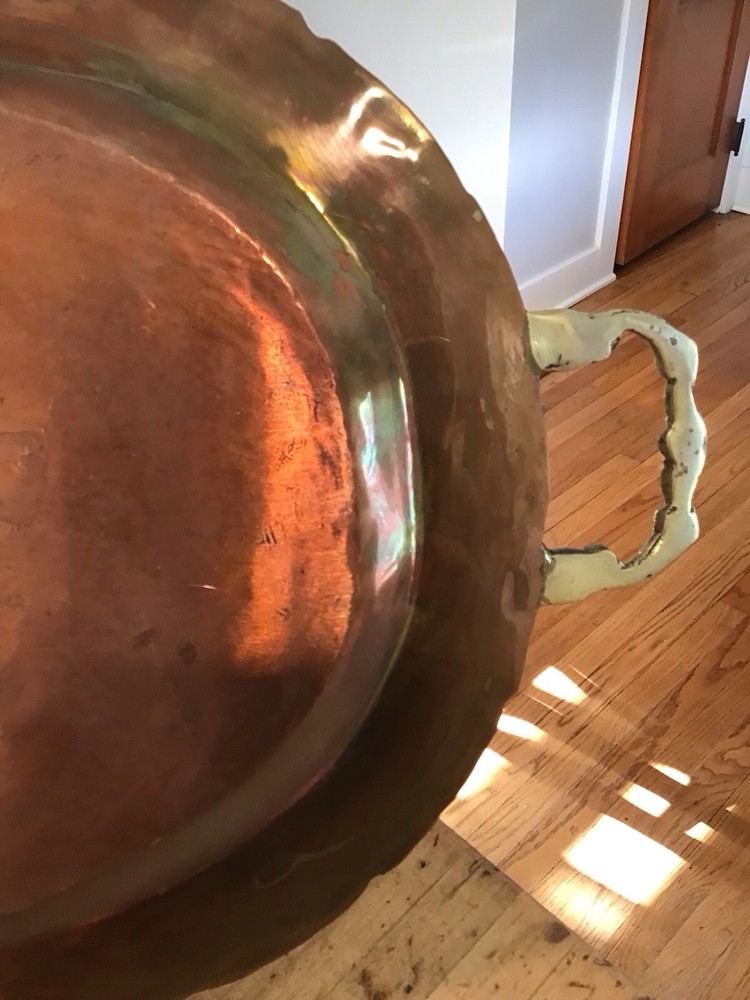 Antique Large Solid Copper Tray with Brass Handles Fall Decorating