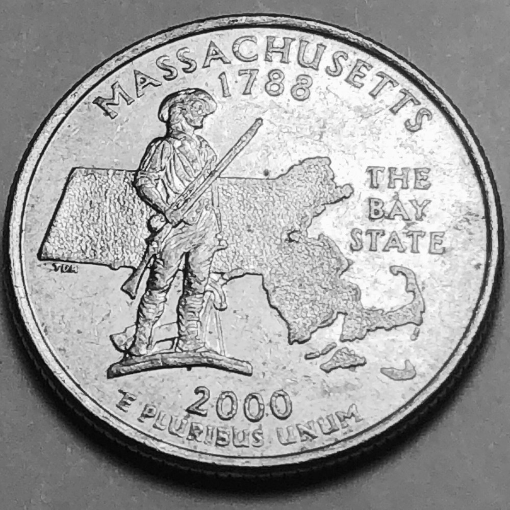 2000 D Massachusetts Statehood quarter circulated
