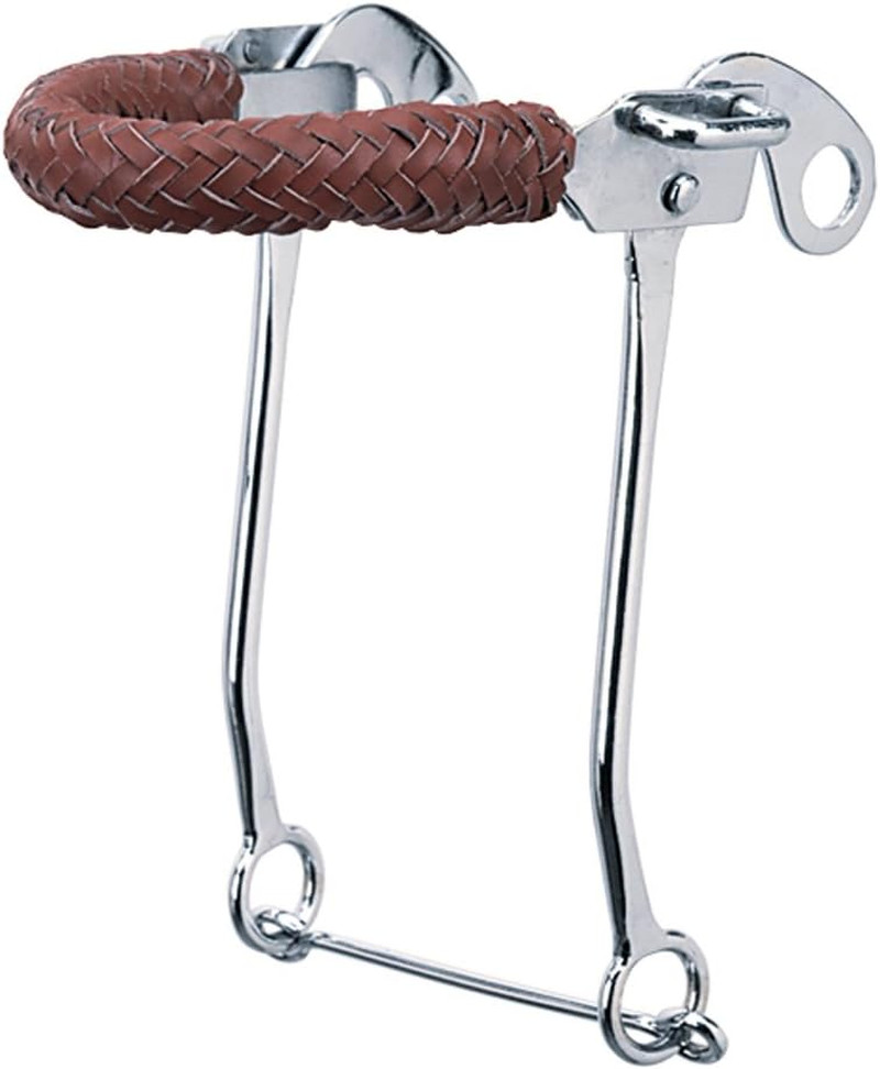 Hackamore Bit with Braided Leather Noseband Chrome Plated, 9"
