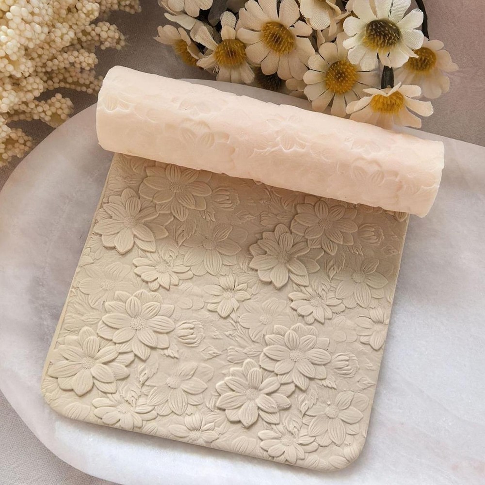 Flower Texture Clay Roller, Pottery Roller, Lightweight,
