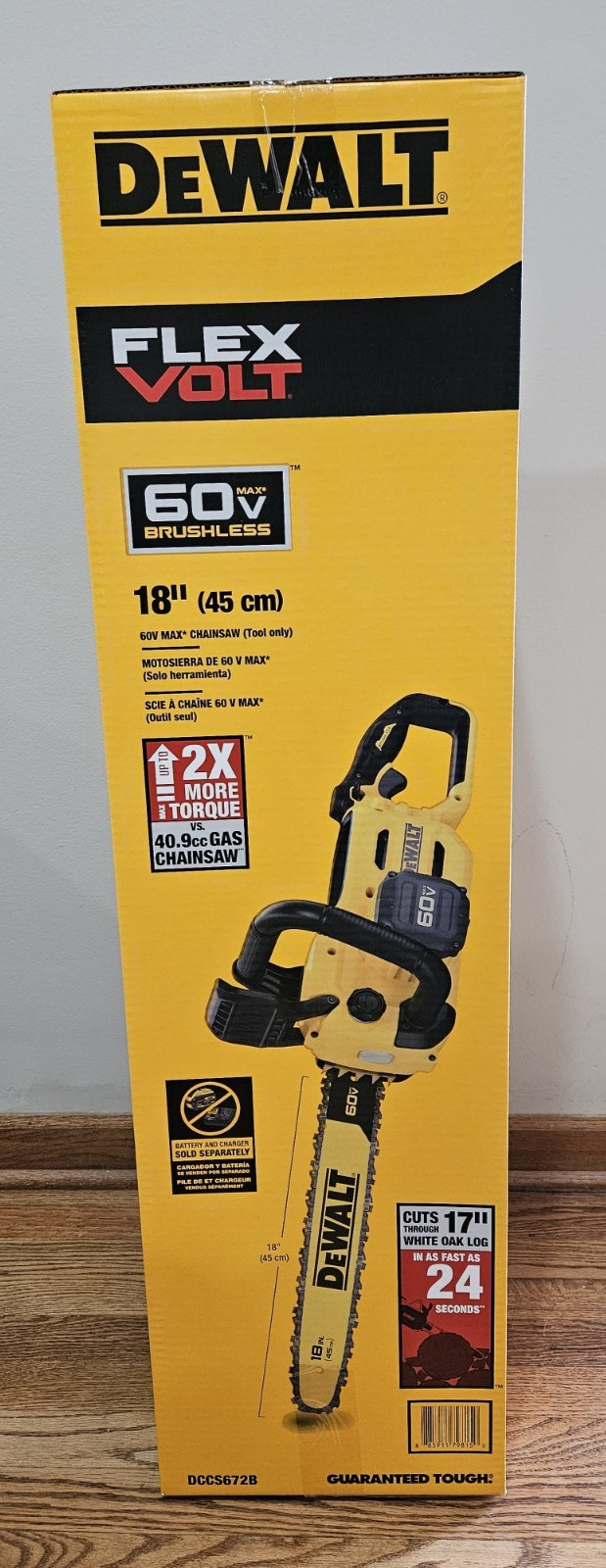 New DeWALT FlexVolt 60V MAX 18 in 18" Chainsaw - Tool Only DCCS672B