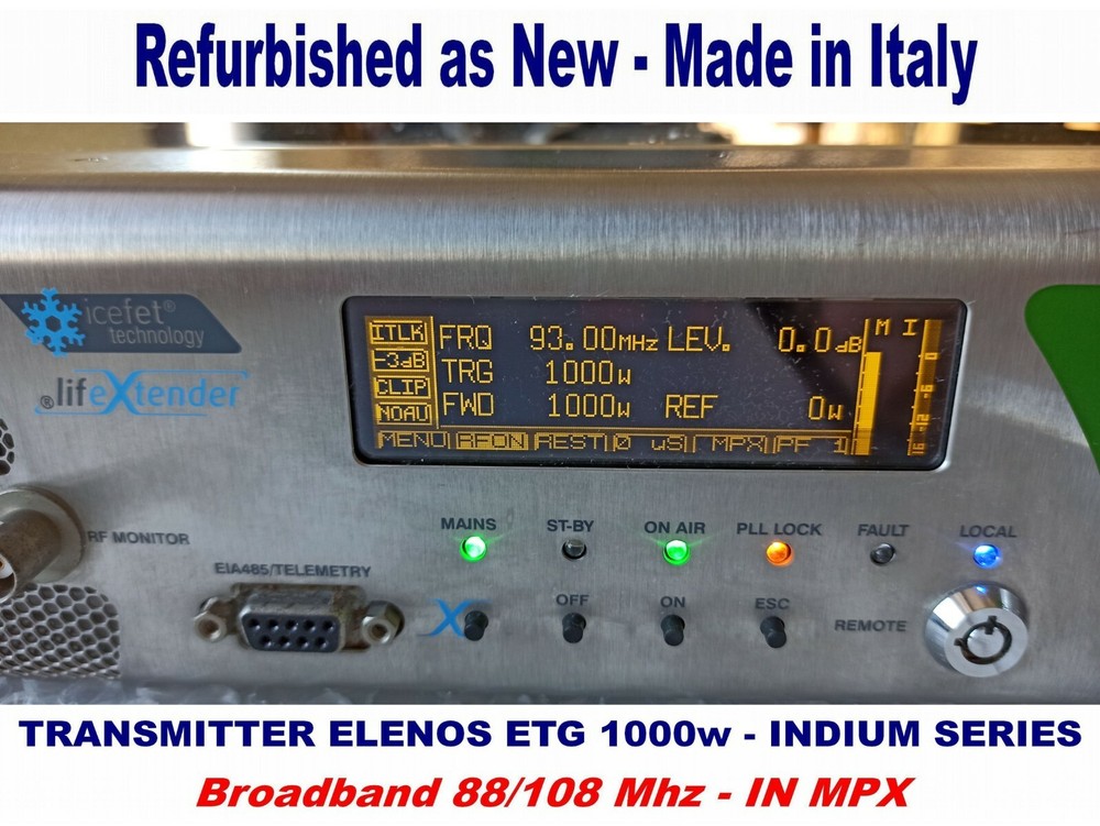 Broadcast Prof Elenos 1000w Indium Series FM Transmitter Wide Band 88/108 Mhz