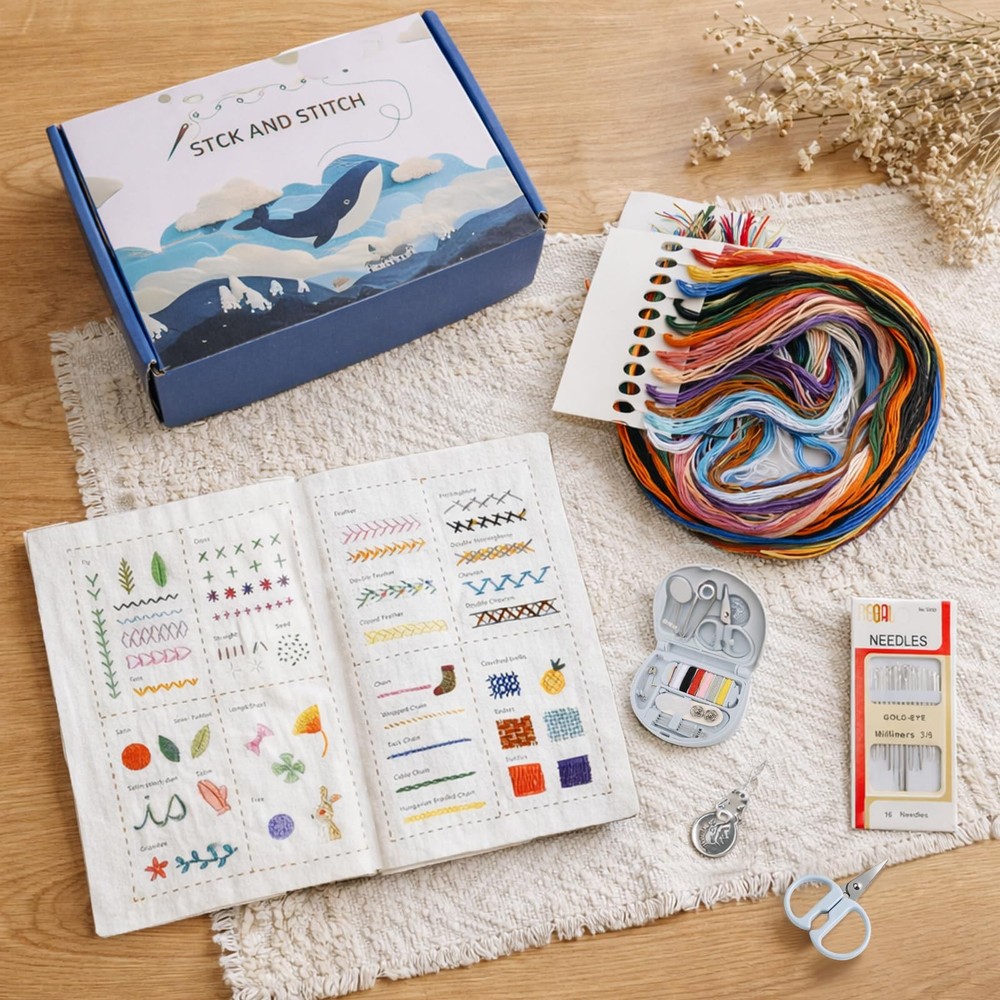 Embroidery Stitch Book Kit, Complete Medium, Multicolor