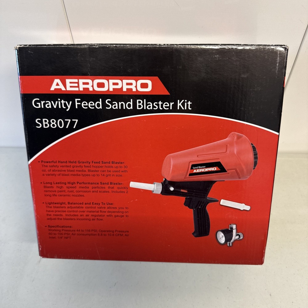 Gravity Feed Sand Blaster Gun Kit, Spray Blasting, Regulator