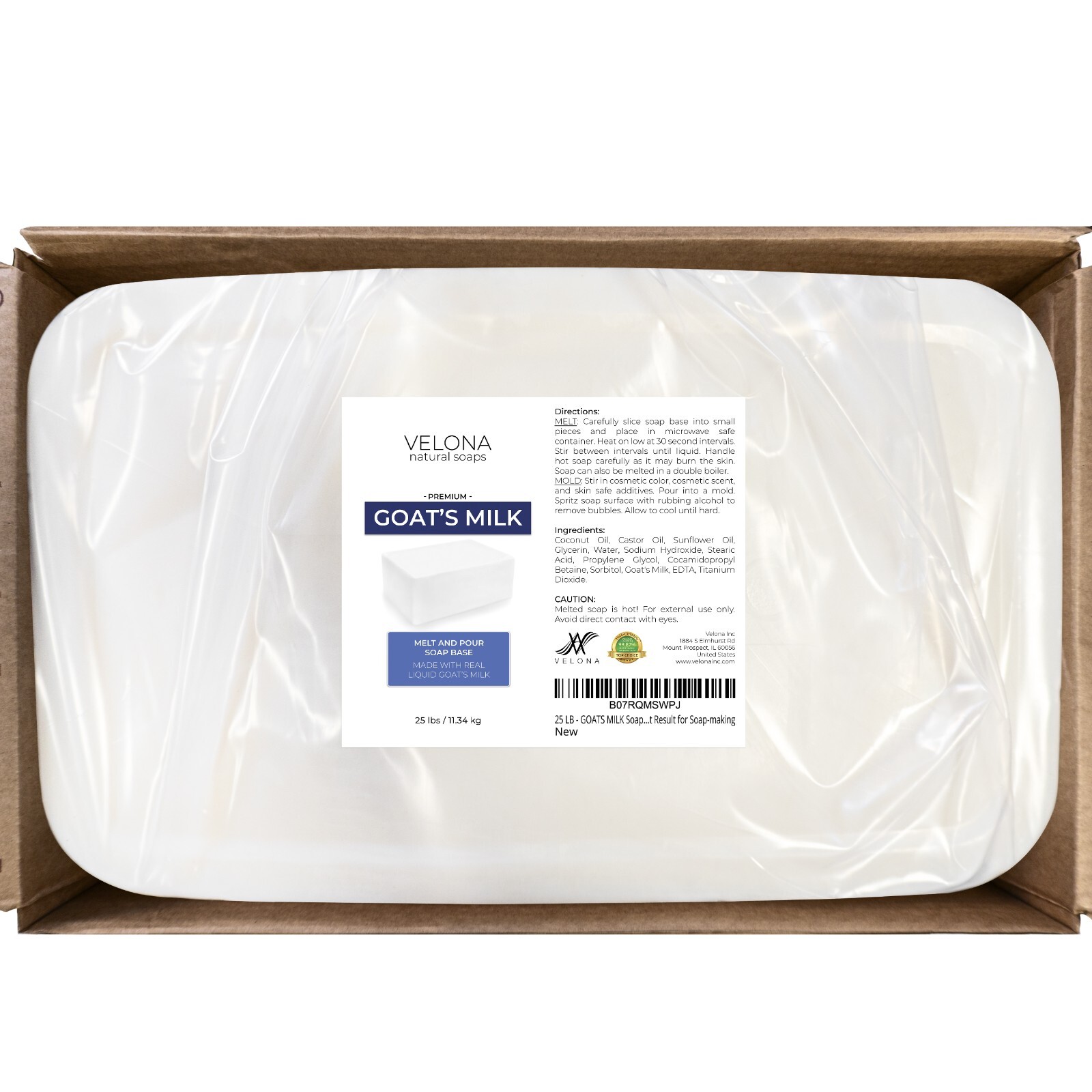 25 LB - GOATS MILK Soap Base by Velona | SLS/SLES free | Melt and Pour