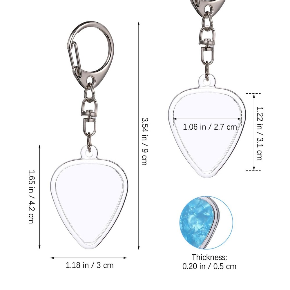 Guitar Pick Holder Keychain Heart Shaped Clear Case for Easy Identification a...