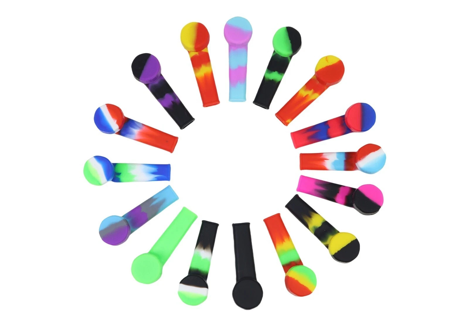 ( Pack of 10 )Silicone Smoking Hand Pipe with Metal Bowl &Cap Lid Pocket Pipe