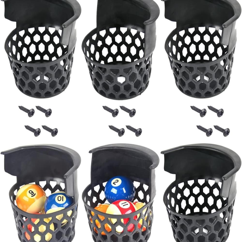 Pool Table Pockets Replacement Set Standard Size with Screws Black