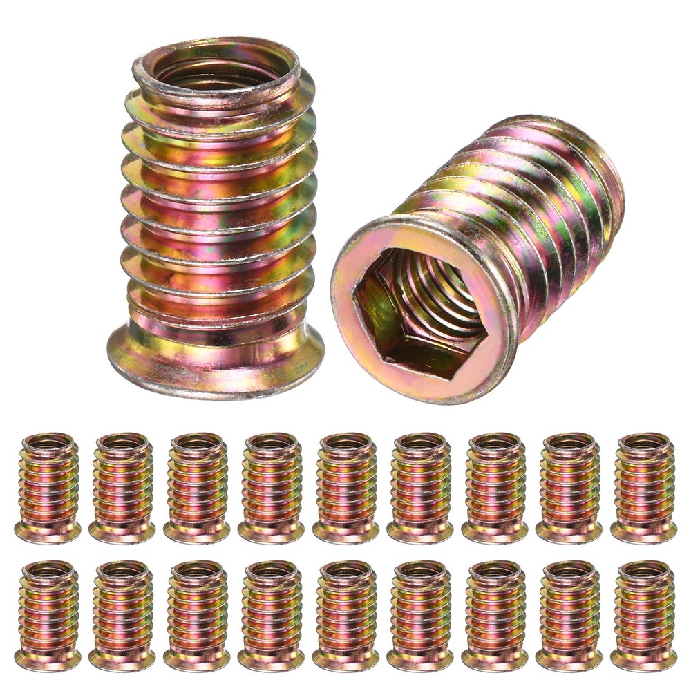 20-Pack Threaded Inserts for Wood, M10x25mm Threaded Insert Nuts [Gold Tone]