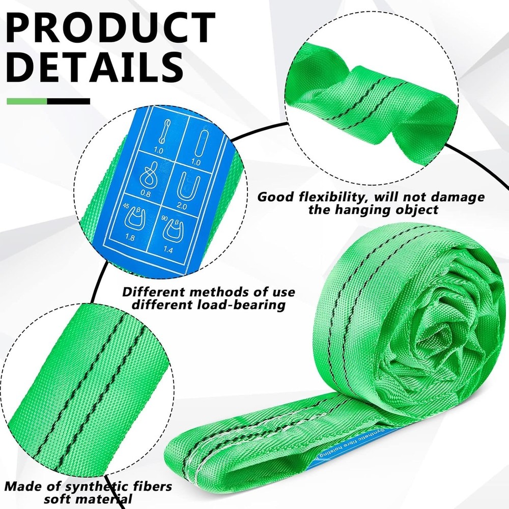 Lifting Straps Heavy Duty Polyester Endless Loop Round Slings 4ft 4pcs