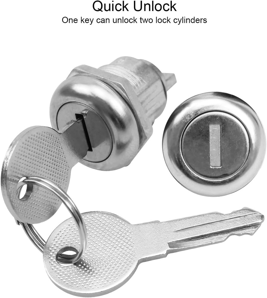 Replacement Tool Box Locks with Keys for T-Handle Tool Boxes, 2 Cylinders