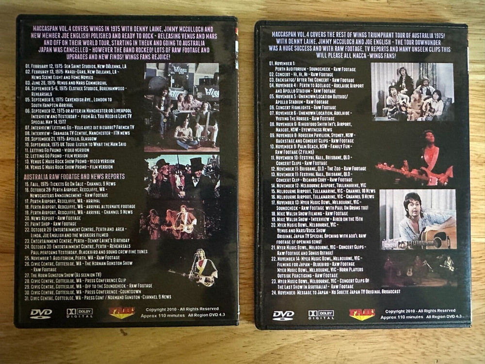 Paul McCartney - Maccaspan Vol. 1-18 - Back to the Egg 1978-1979 DVD Beatles