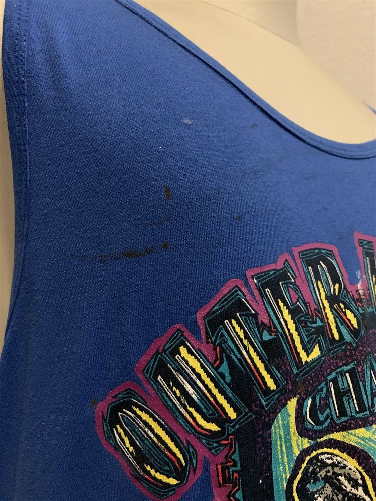 Vintage 80's Outer Island Charter Cancun Easter Island Java Blue Tank Top Size L
