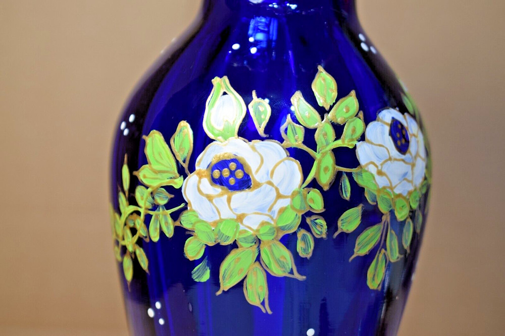 Cobalt Blue Glass Vase Signed "Widdie"