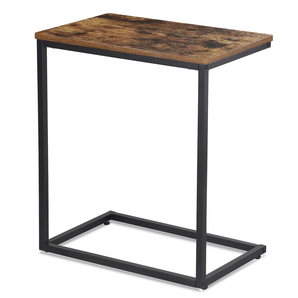 21.7" Side Table C Shaped End Table Sofa and Bed Table for TV Trays Rustic Brown