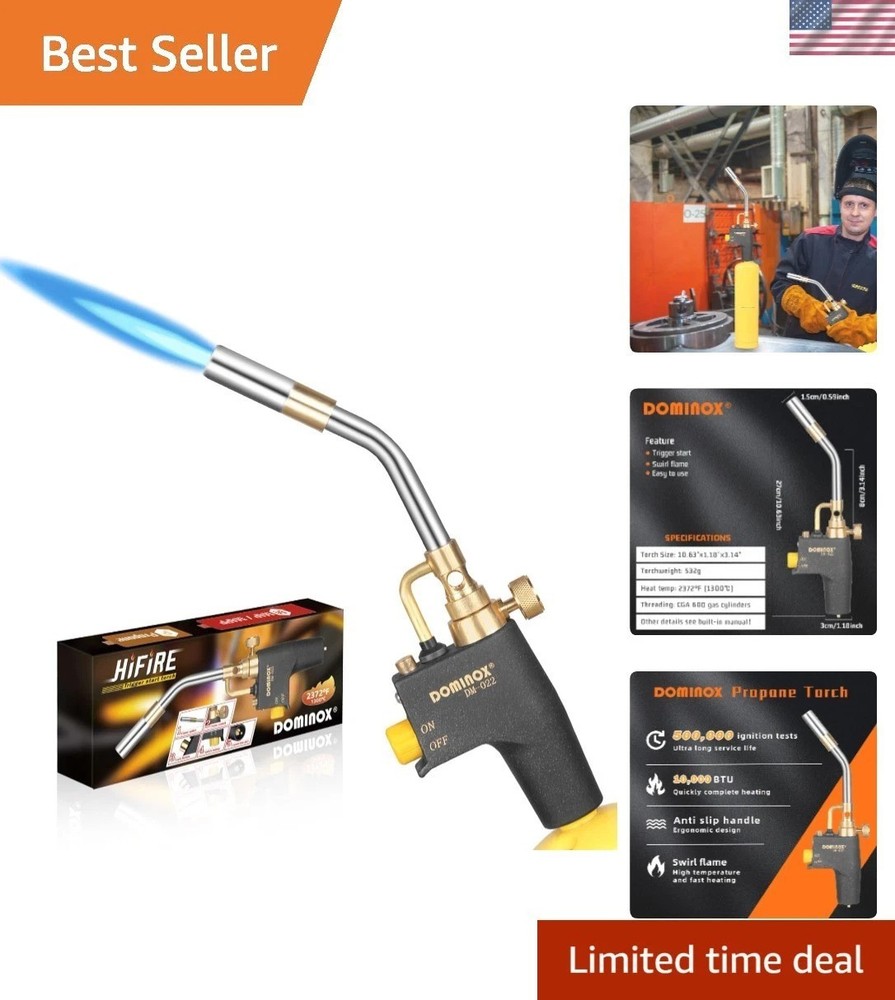 MAPP and Propane Gas Torch Head with Trigger Start - Safe & Durable