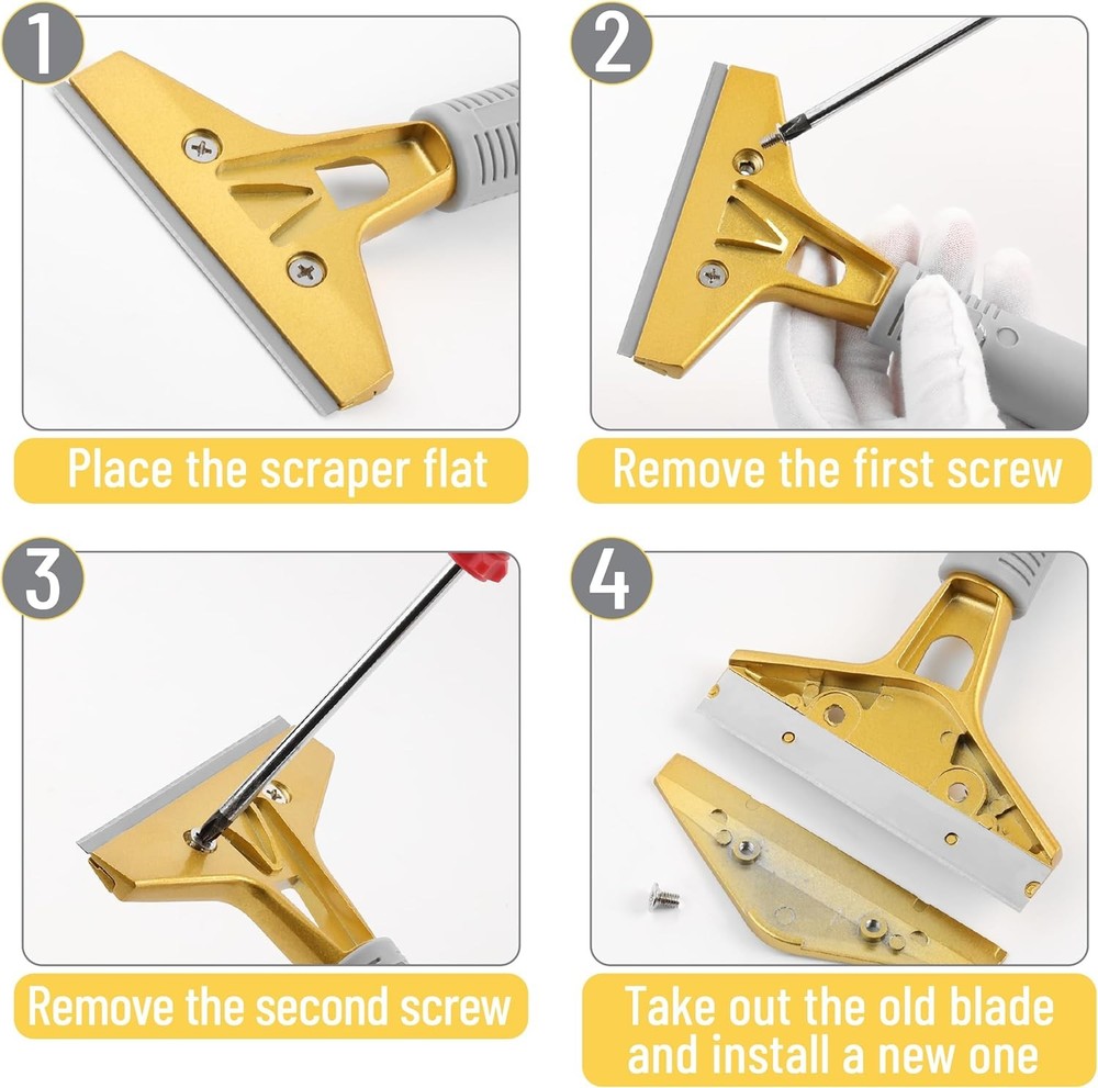 Bates- Razor Blade Scraper Set, 2 Pack, 1.5" & 4" Razor Scraper Tool with 20 Ext