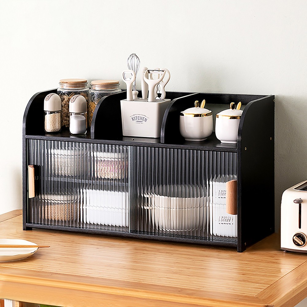 Black Storage Cabinet with Adjustable Shelves for Multi-Purpose Use