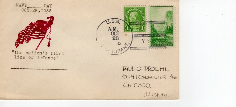 U.S.S. CONCORANT, NAVY DAY 1935  FDC8402
