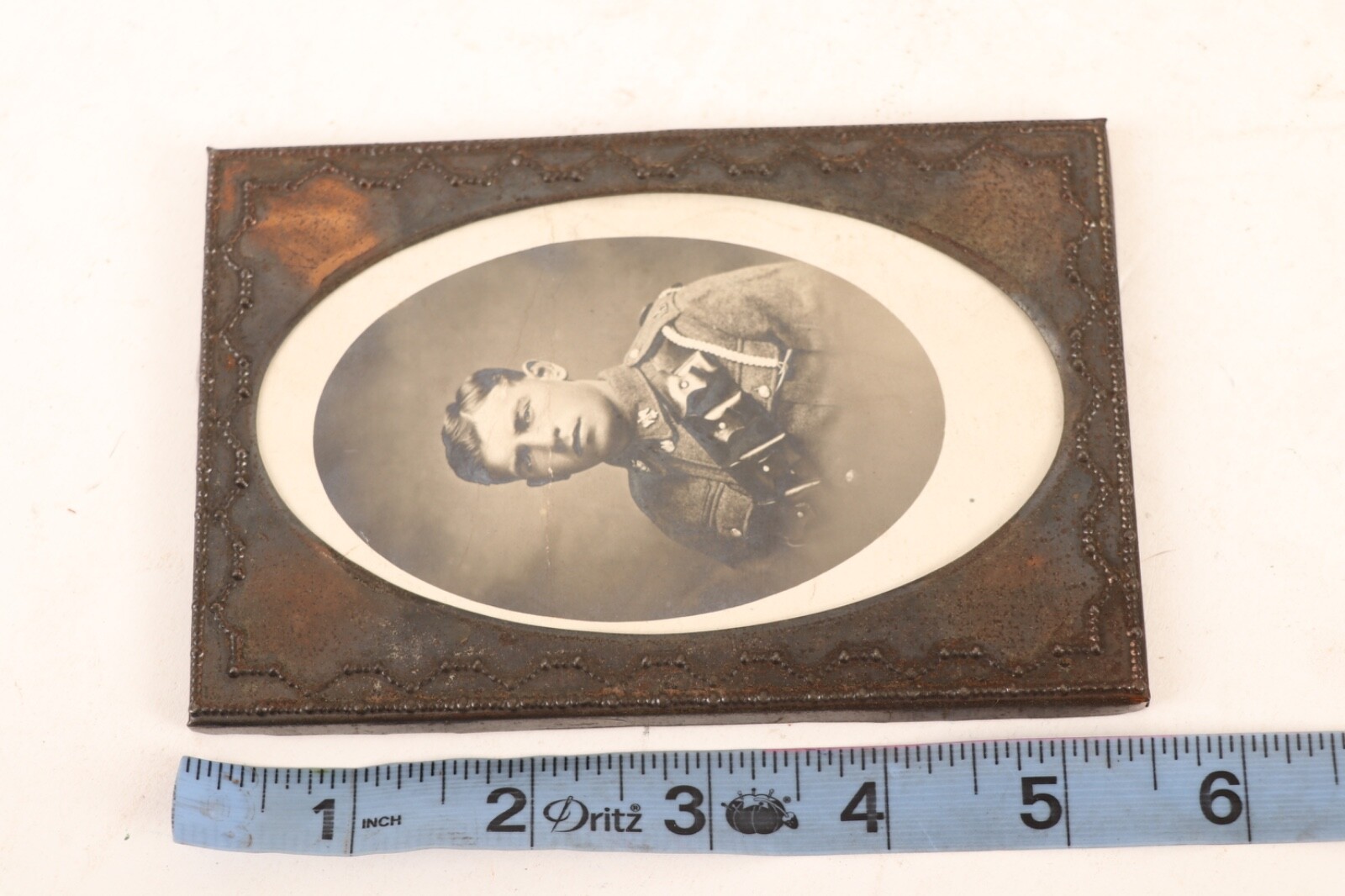 b217 Framed Real Photo Postcard of Unknown English Soldier WWI Period