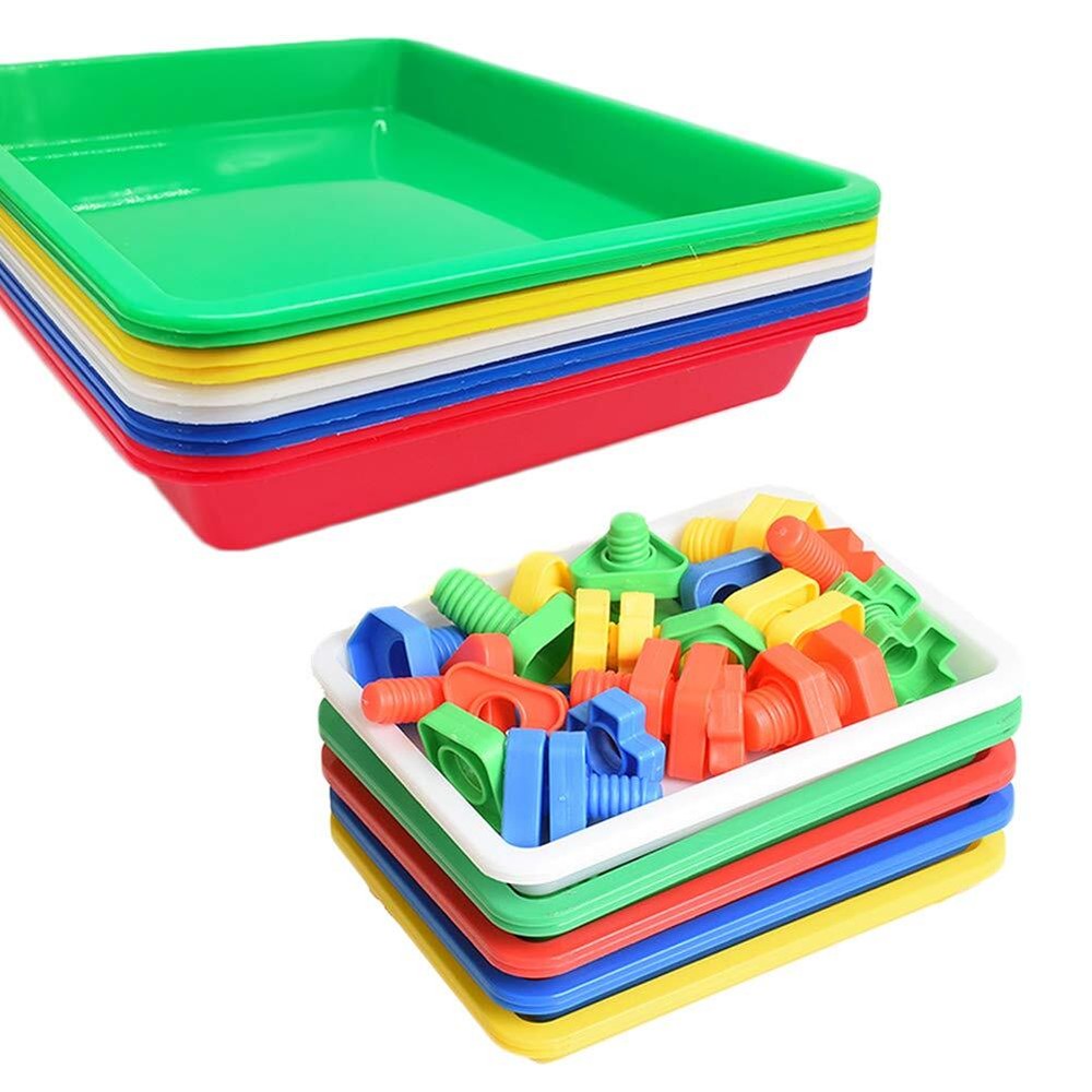 10 Pcs Plastic Art TraysMulticolor Activity Tray Organizer Serving Tray for C...