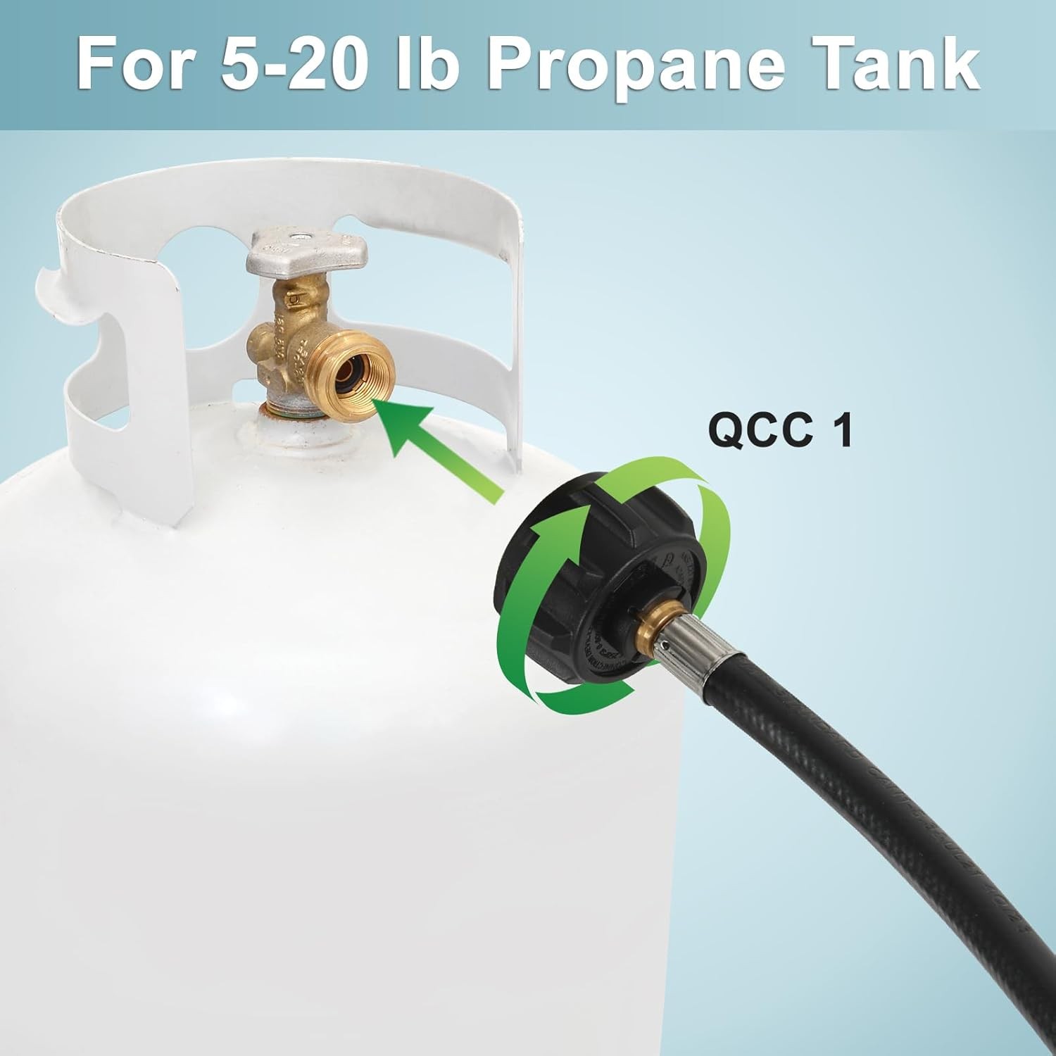 6FT Propane Adapter Hose LP Tank 1lb to 20lb Converter For QCC1 Type1 Gas Grill