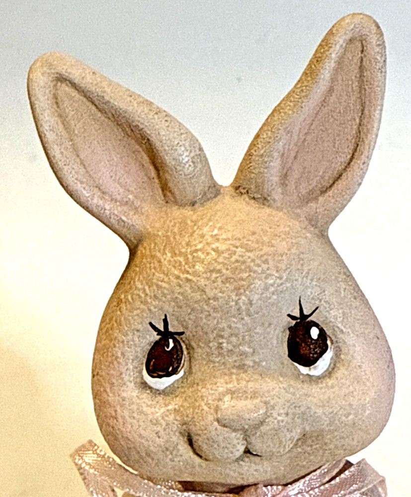 Vintage Easter Bunny Figurine Ceramic Tan 4.25” Tall