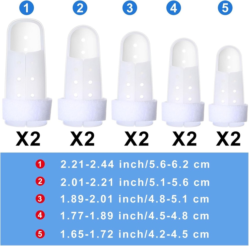 10 Pcs Finger Splints Mallet Finger Brace Joint Support Protector 5 Sizes