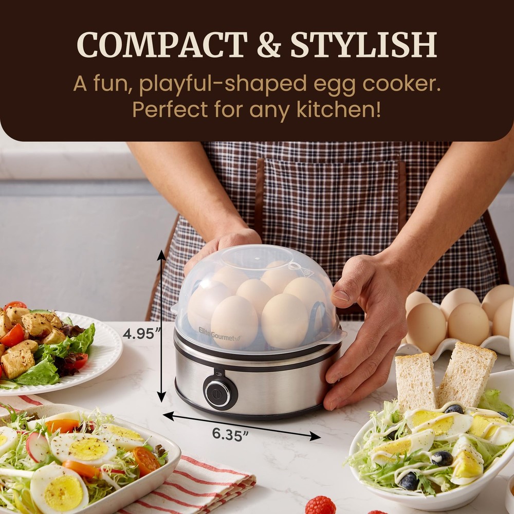 EGC855SS Easy Egg Cooker, 7-Egg Capacity, Soft, Medium, Hard-Boiled, Omelets,...