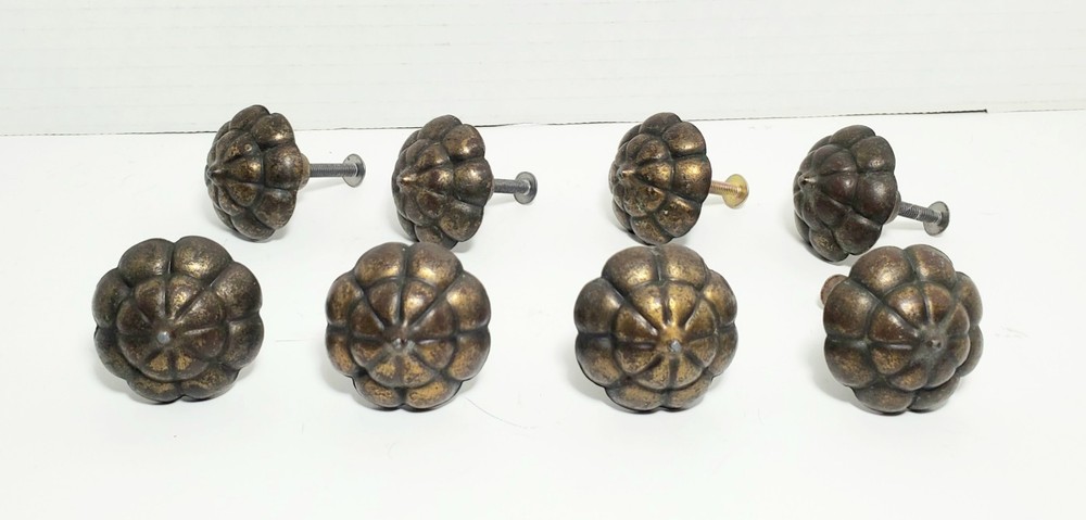 Set Of 8 Vintage Thomasville English Regency Brass Drawer Knobs Pulls