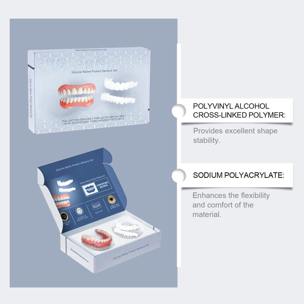 Easy Denture Top and Bottom Denture Solution Improve Smile Denture Full Set