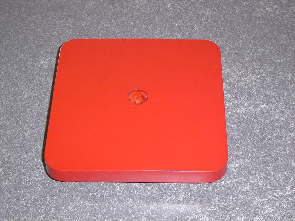 Refurbished Red Candy Machine Plastic Lid. 6 1/4" Inner Diameter Square * NICE *