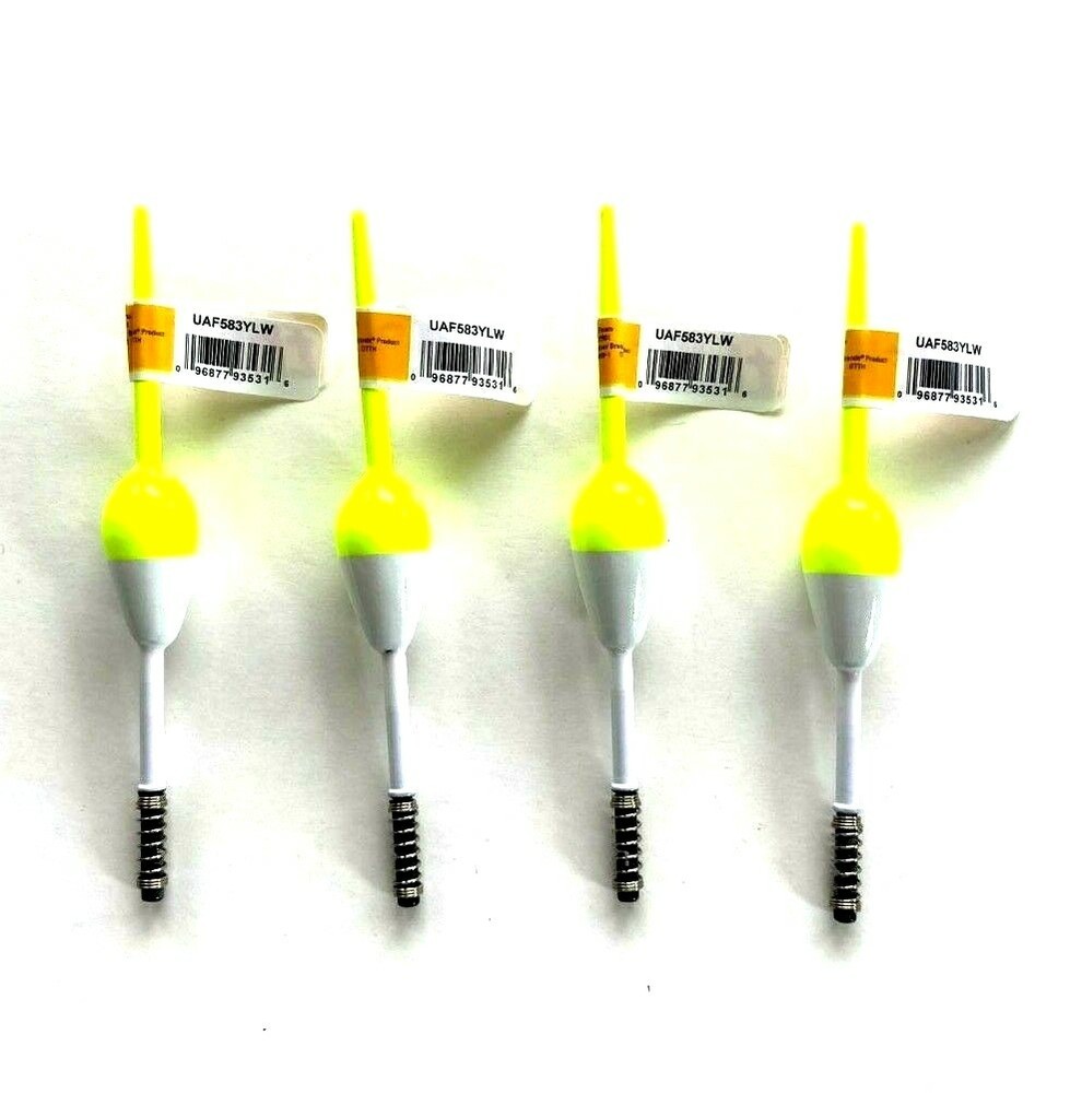 SET OF 4 Thill Premium Balsa Float Yellow 1 1/2" Pear Shape Spring Stick Float