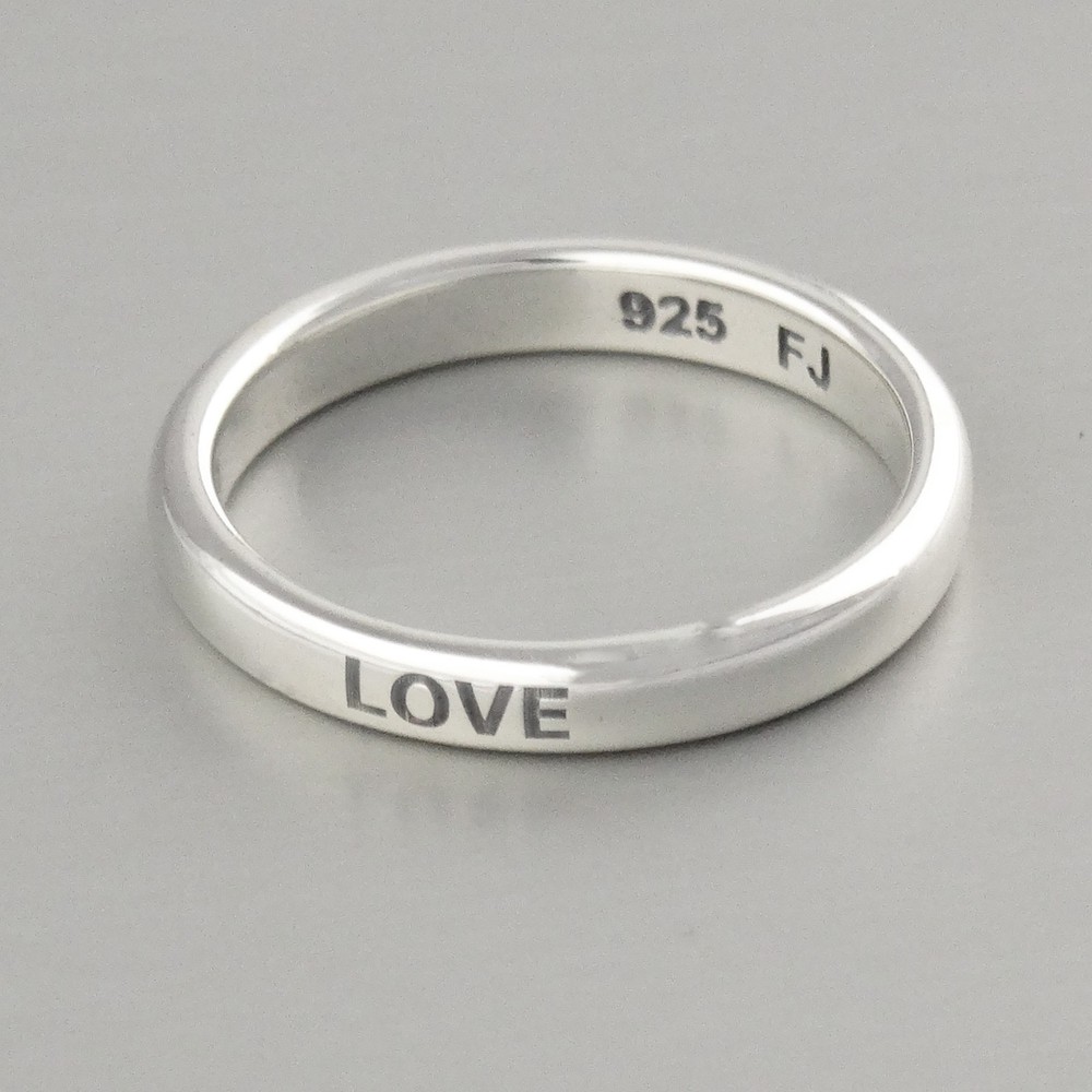 Love Ring - Engraved Stackable Ring - 925 Sterling Silver - Love Wedding