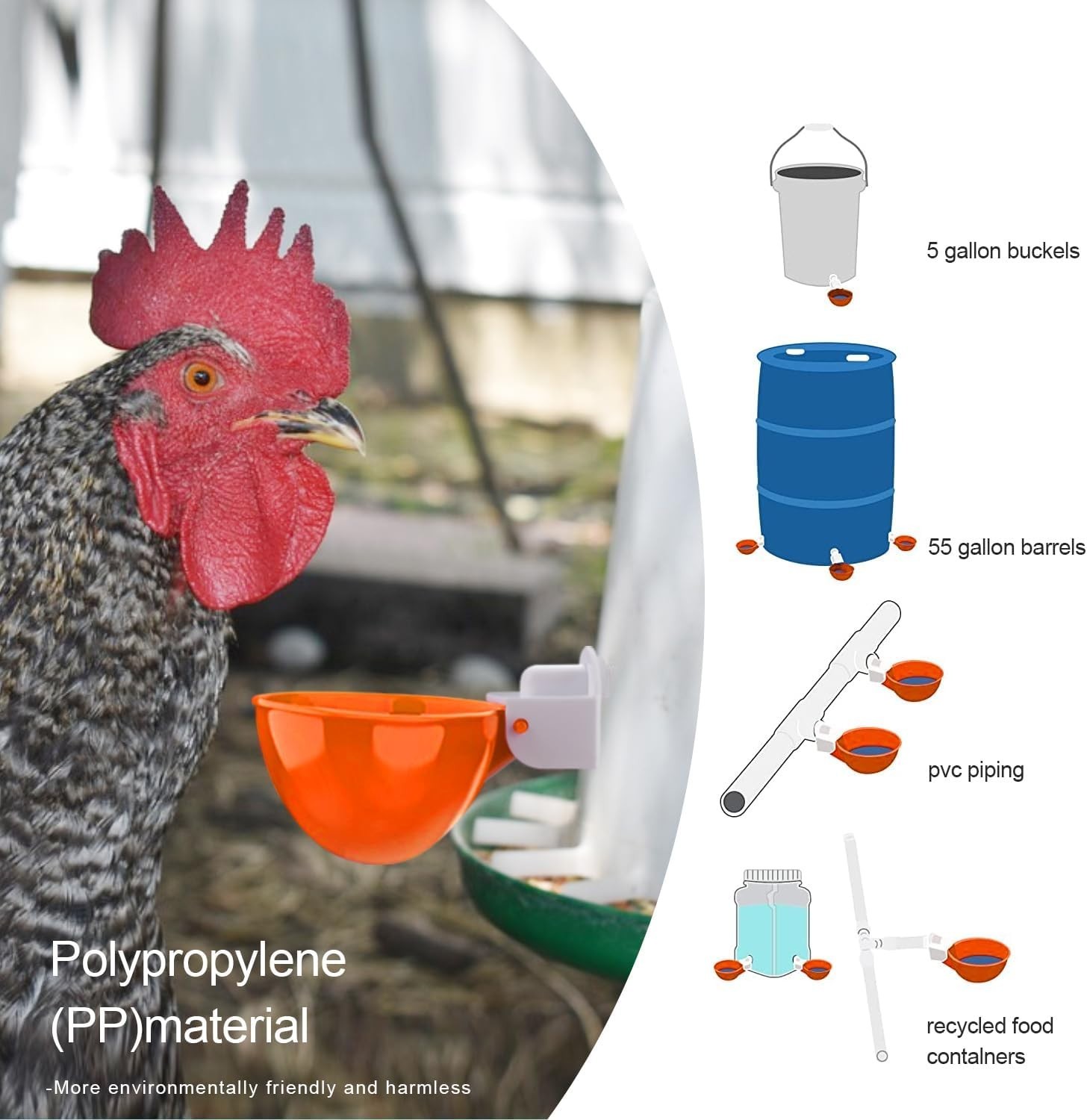 8 PCS Chicken Automatic Watering Cups Drinker Waterer for Duck Quail Hen Poultry